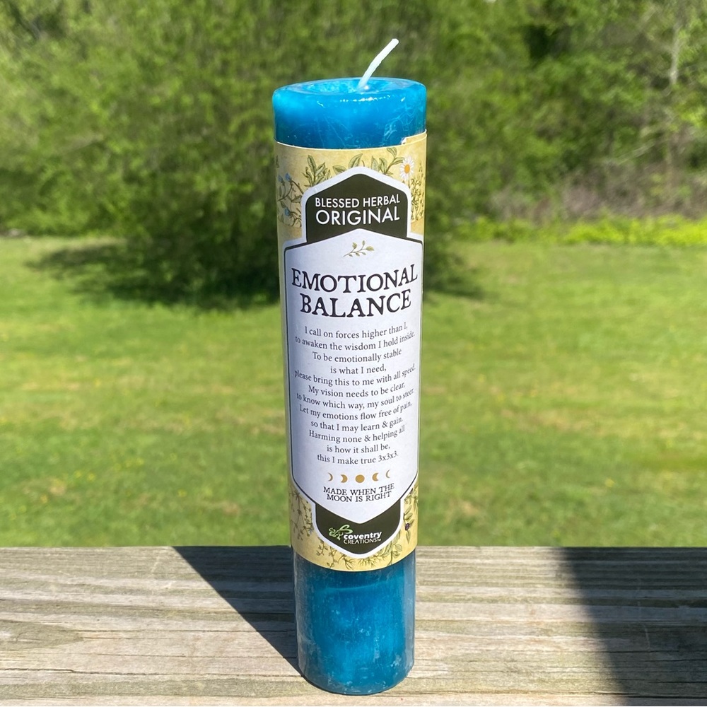Emotional Balance Blessed Herbal Pillar Candle Coventry Creations 7 x 1.5 USA